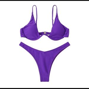 NWOT Brazilian cut purple bikini M